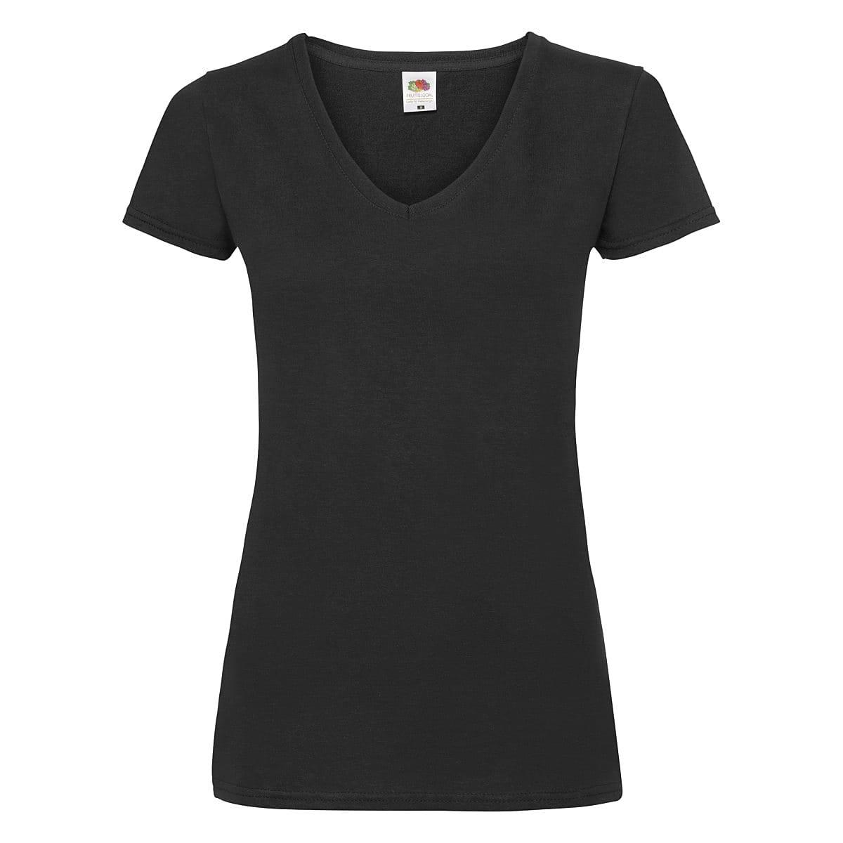 Fruit Of The Loom Lady-Fit Valueweight V-Neck T-Shirt in Black (Product Code: 61398)