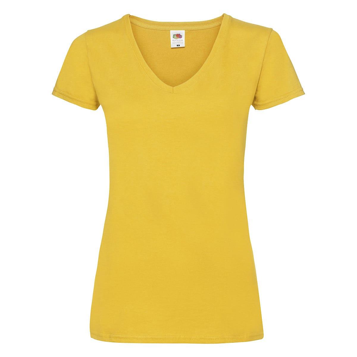 Fruit Of The Loom Lady-Fit Valueweight V-Neck T-Shirt in Sunflower (Product Code: 61398)