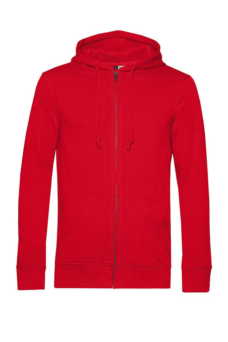 B&C Mens Organic Zipped Hoodie in Red (Product Code: WU35B)