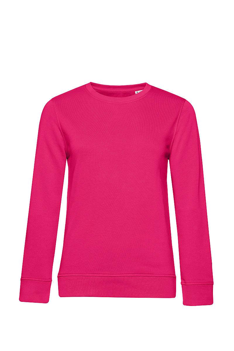 B&C Womens Organic Crew Neck Sweatshirt in Magenta Pink (Product Code: WW32B)