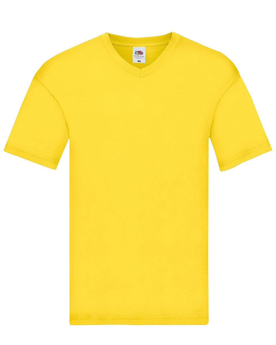 Fruit Of The Loom Mens Original V-Neck T-Shirt in Yellow (Product Code: 61426)