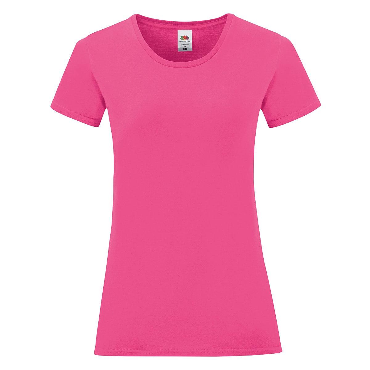 Fruit Of The Loom Womens Iconic T-Shirt in Fuchsia (Product Code: 61432)