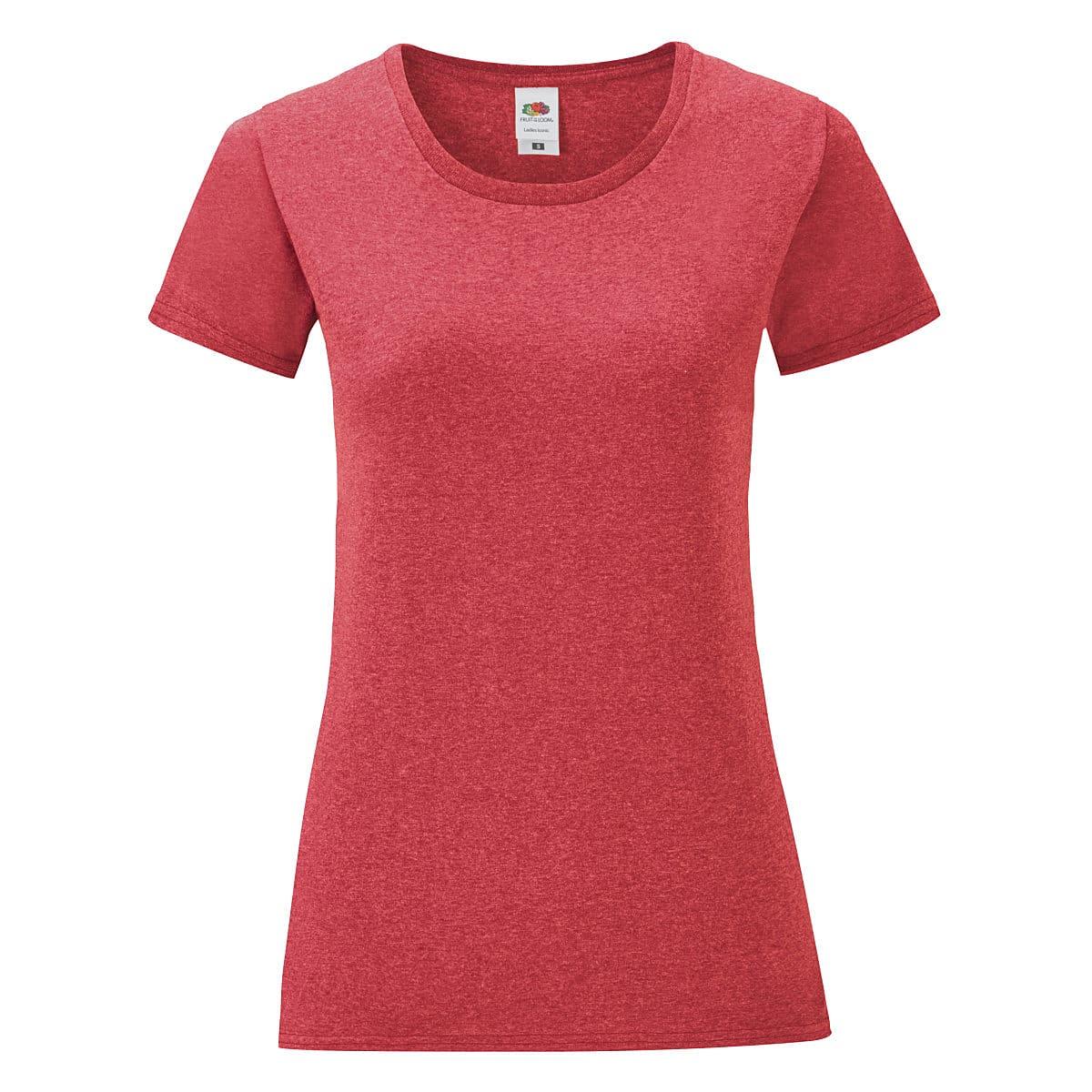 Fruit Of The Loom Womens Iconic T-Shirt in Vintage Heather Red (Product Code: 61432)