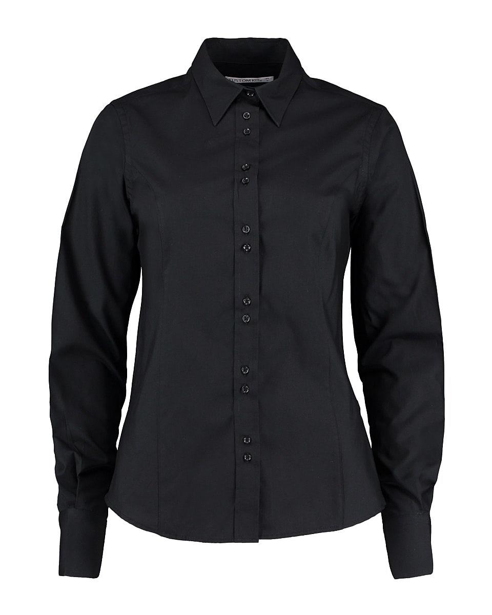 Kustom Kit Womens City Long-Sleeve Blouse in Black (Product Code: KK388)