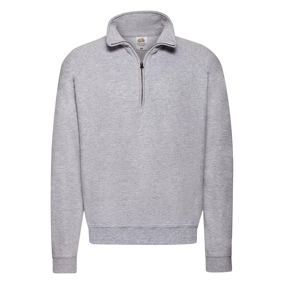 Fruit Of The Loom Mens Classic Zip Neck Sweater in Heather Grey (Product Code: 62114)