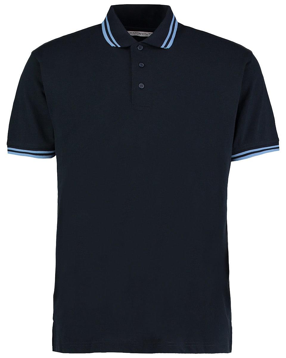 Kustom Kit Mens Tipped Pique Polo Shirt in Navy / Light Blue (Product Code: KK409)
