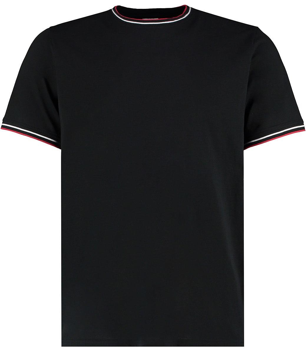 Kustom Kit Mens Tipped T-Shirt in Black / White / Red (Product Code: KK519)