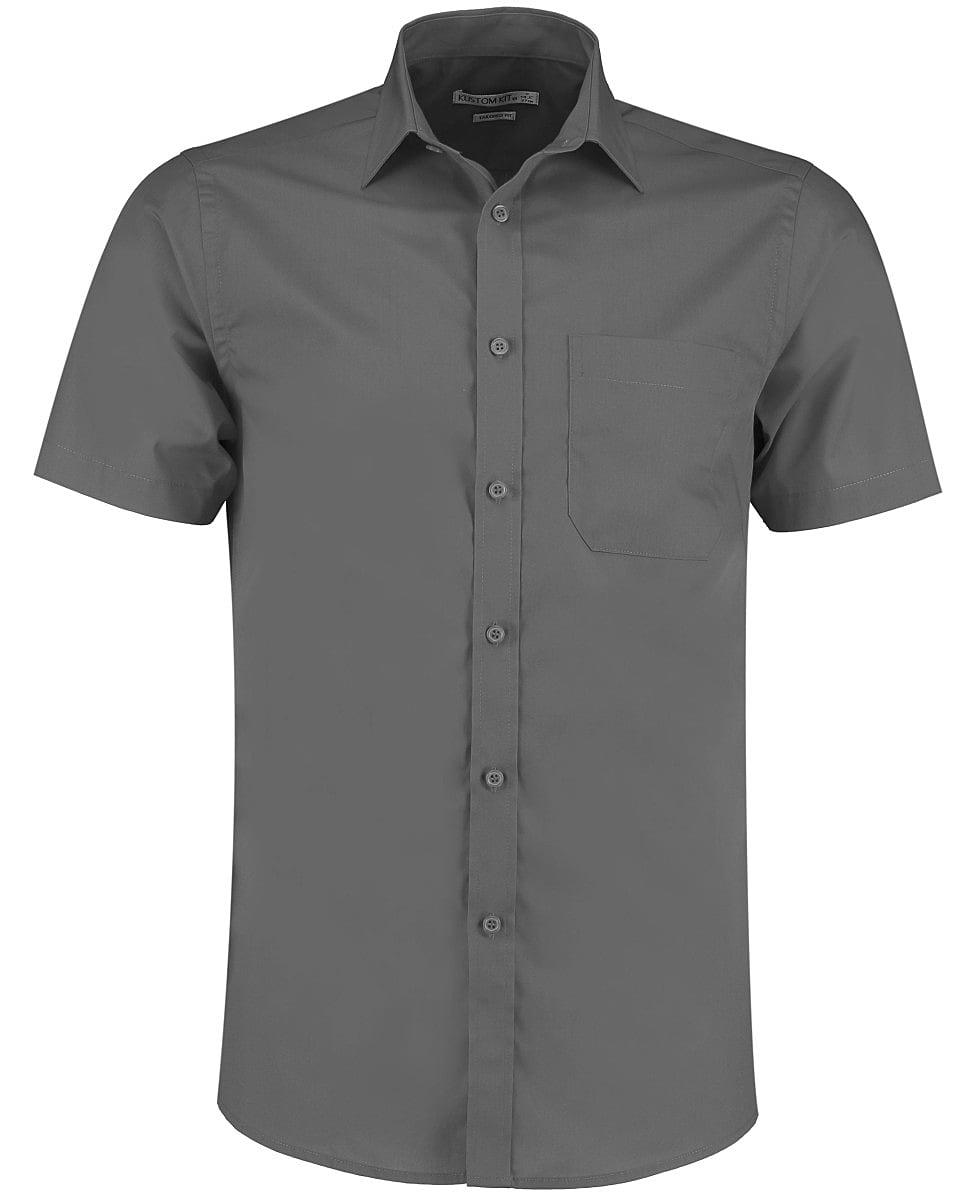 Kustom Kit Mens Short-Sleeve Poplin Shirt in Graphite (Product Code: KK141)