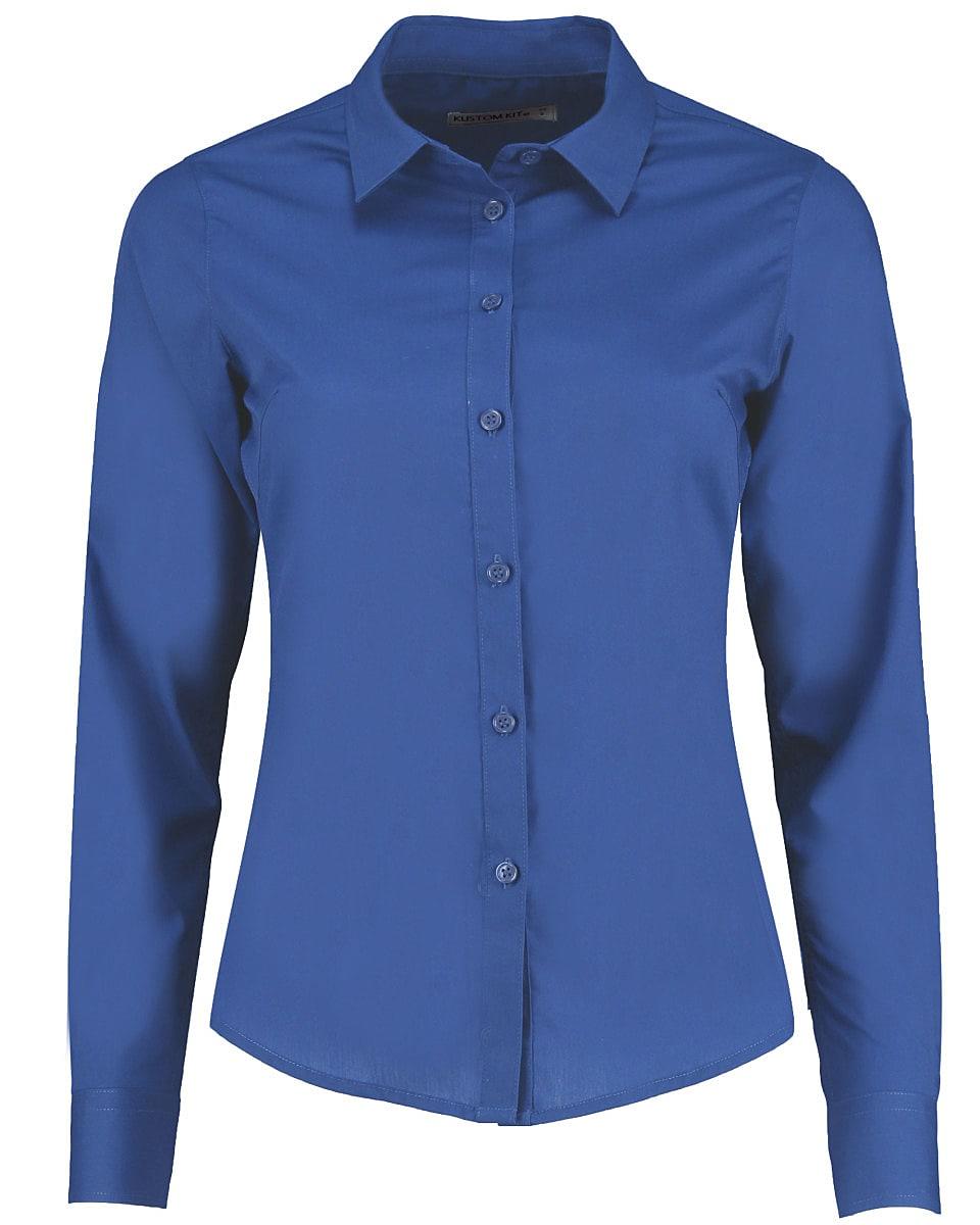 Kustom Kit Womens Long-Sleeve Poplin Shirt in Royal Blue (Product Code: KK242)