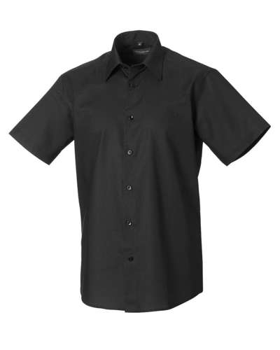 Russell Collection Mens Short-Sleeve Easy Care Tailored Oxford Shirt