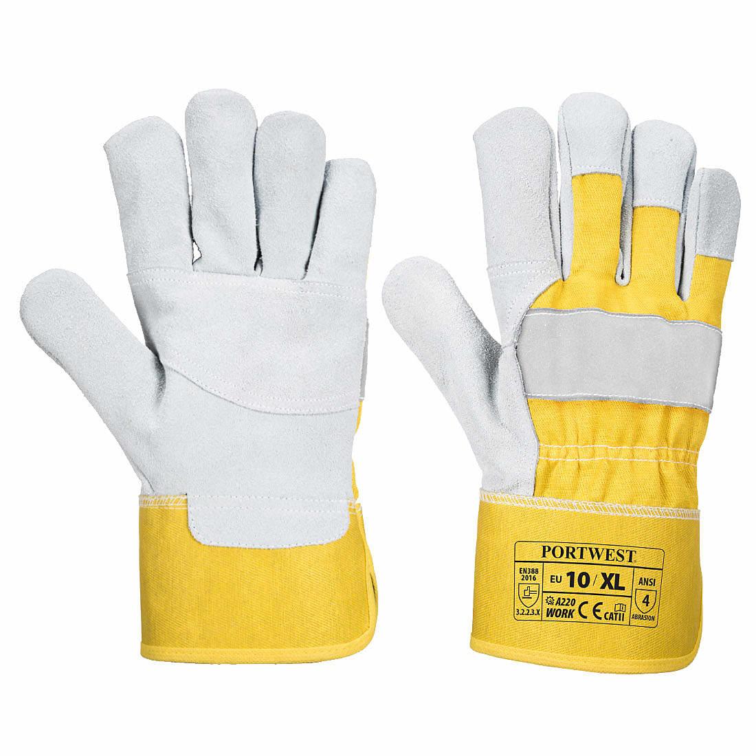 Portwest Premium Chrome Rigger Gloves in Yellow (Product Code: A220)