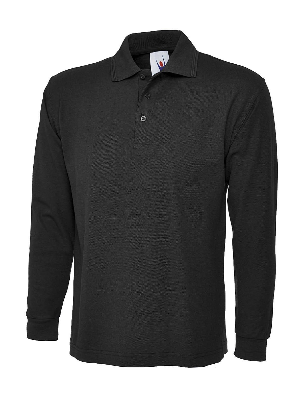 Uneek 220GSM Long-Sleeve Polo Shirt in Black (Product Code: UC113)