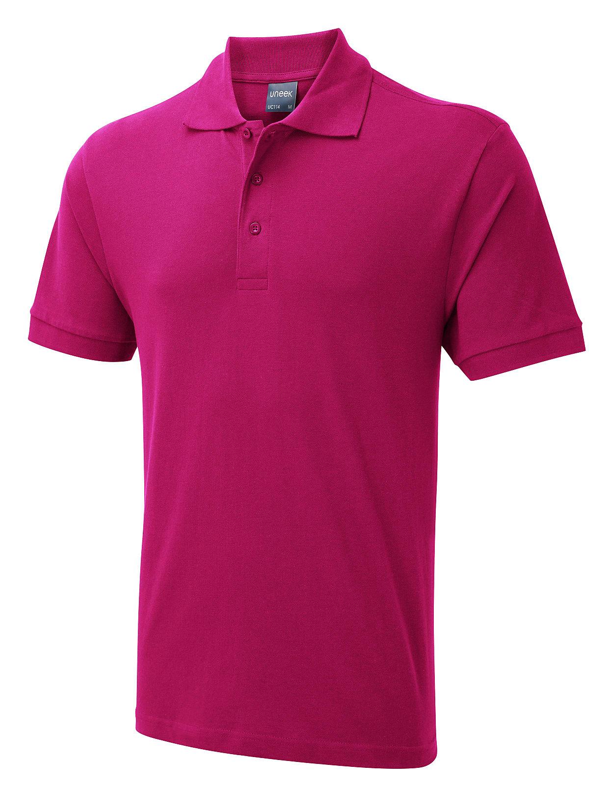 Uneek 180GSM Mens Polo Shirt in Hot Pink (Product Code: UC114)