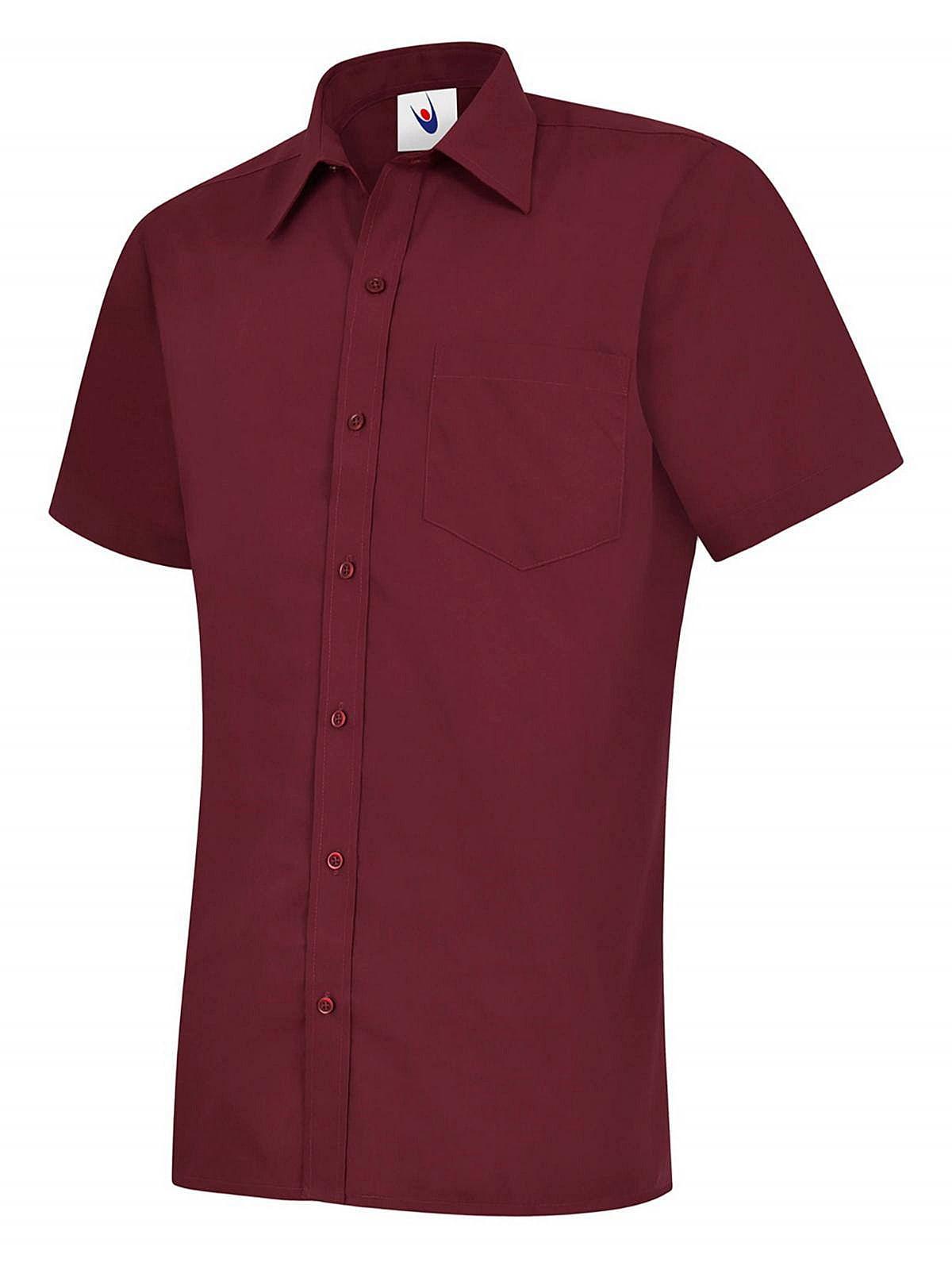 Uneek UC710 ? Mens Poplin Half Sleeve Shirt in Burgundy (Product Code: UC710)