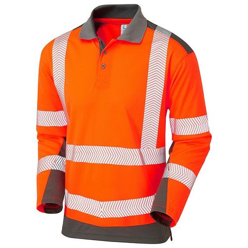 Leo Wringcliff ISO 20471 Class 2 Coolviz Plus Polo Shirt Orange/Grey