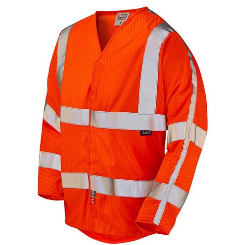 Leo Sticklepath ISO 20471 Class 3 LFS Anti-Static 3/4 Sleeve Waistcoat Orange