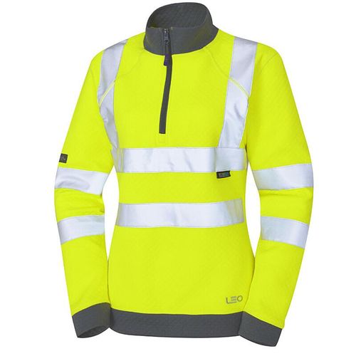 Leo ELBERRY ISO 20471 Cl 2 Women's  1/4 Zip Sweatshirt Yellow
