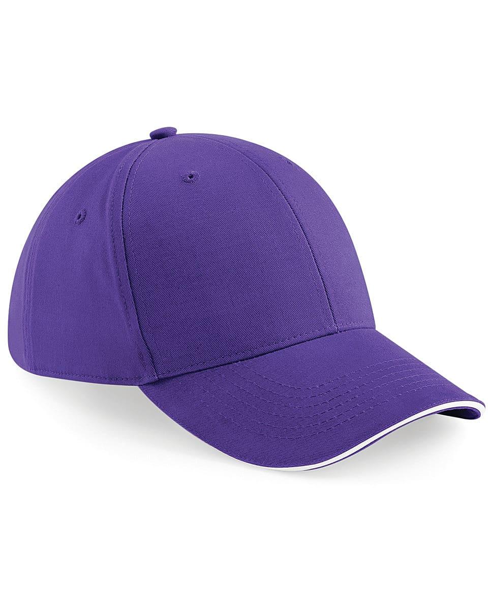 Beechfield Athleisure 6 Panel Cap in Purple / White (Product Code: B20)