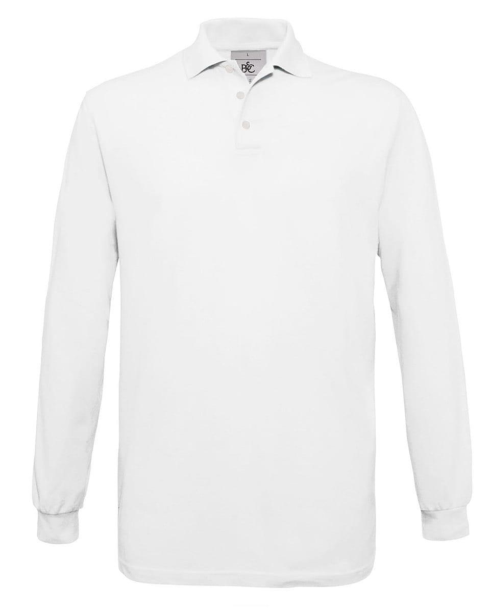 B&C Safran Long-Sleeve Polo Shirt in White (Product Code: PU414)