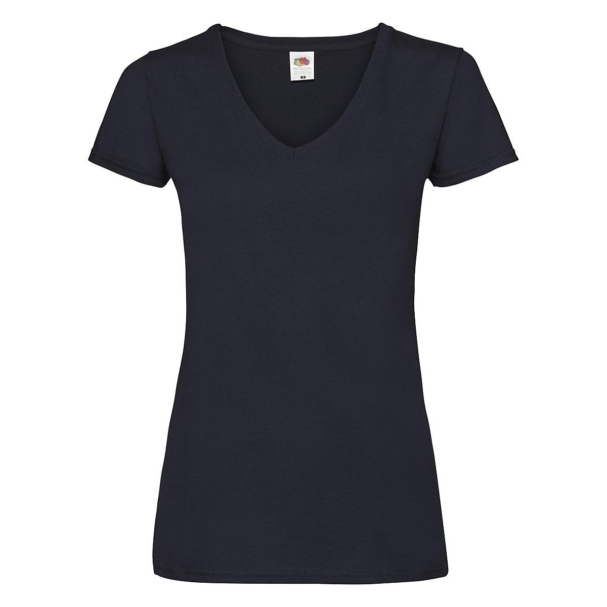 Fruit Of The Loom Lady-Fit Valueweight V-Neck T-Shirt in Deep Navy (Product Code: 61398)