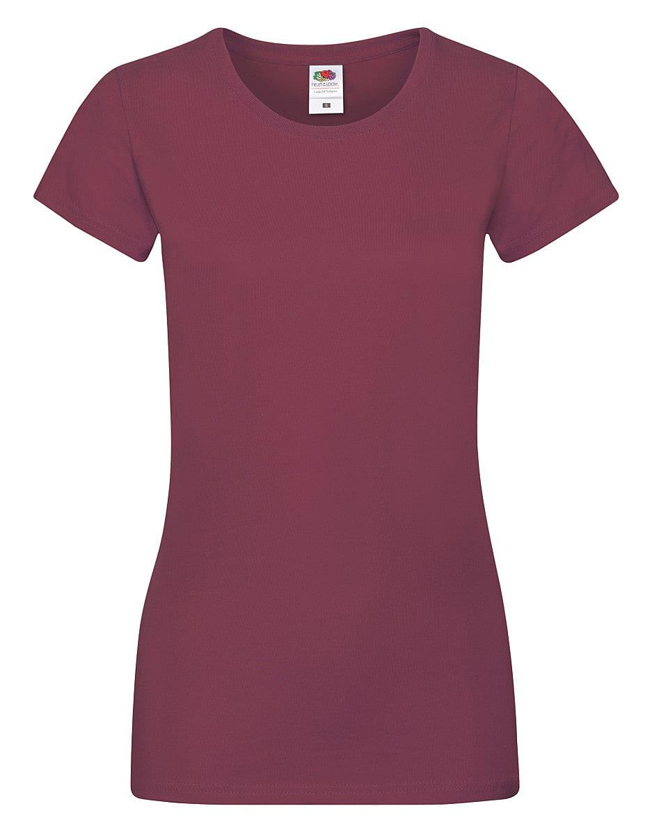 Fruit Of The Loom Womens Softspun T-Shirt in Burgundy (Product Code: 61414)