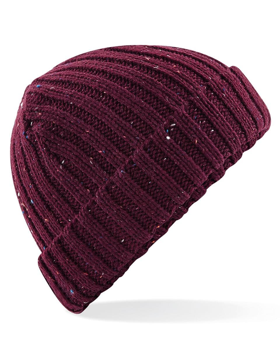 Beechfield Rustic Fleck Beanie Hat in Burgundy (Product Code: B427)