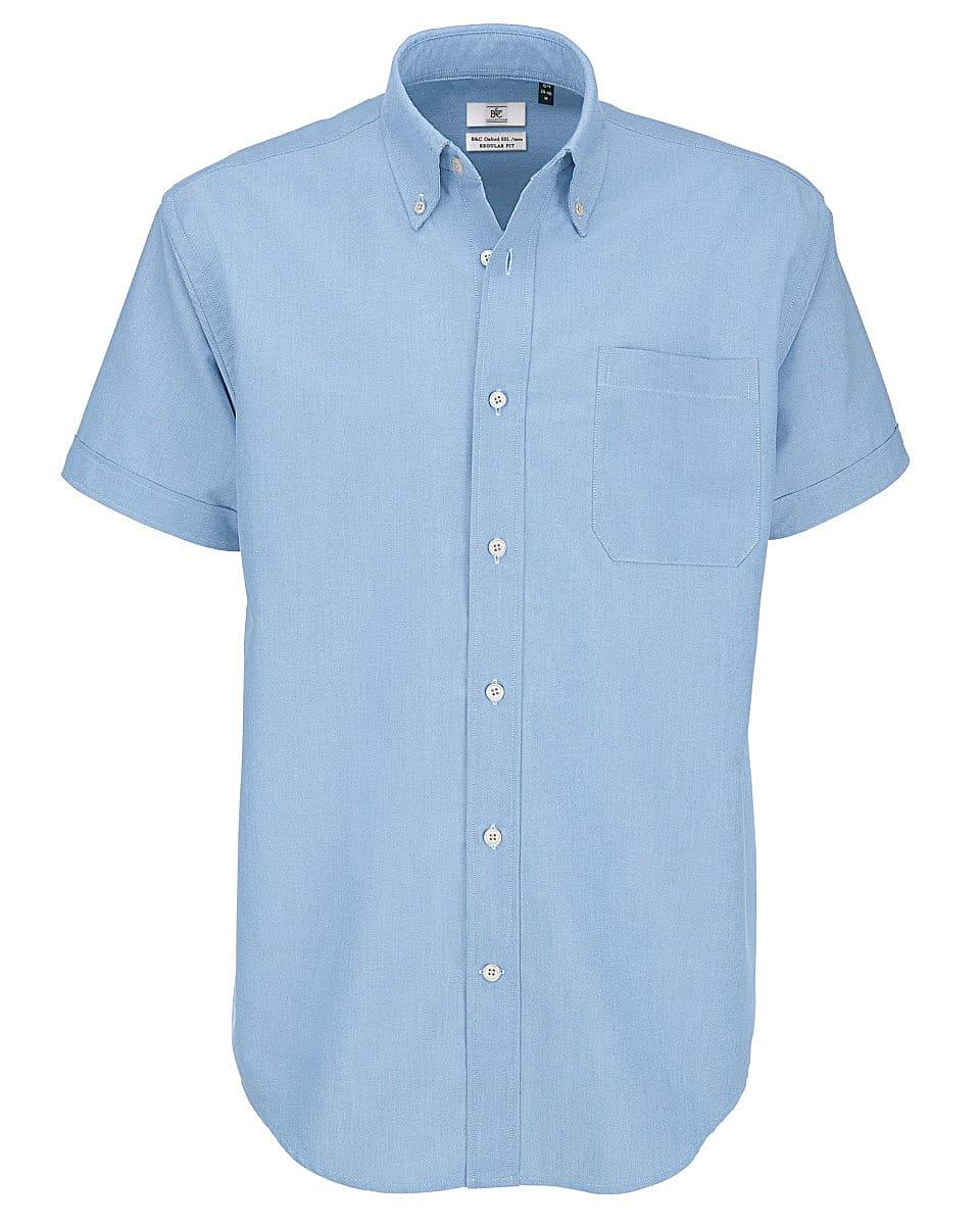 B&C Mens Oxford Short-Sleeve Shirt in Oxford Blue (Product Code: SMO02)