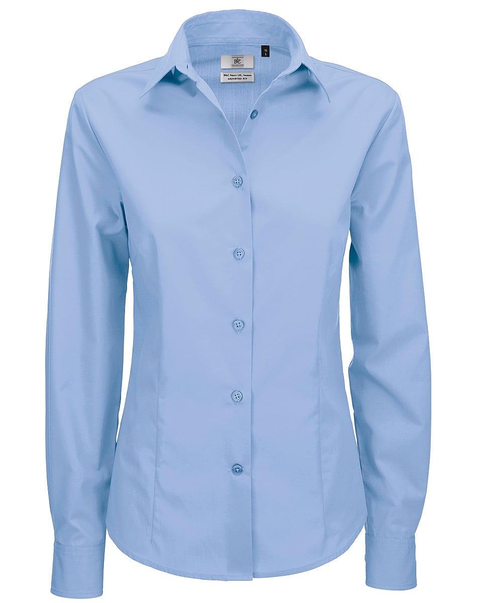 B&C Womens Smart Long-Sleeve Poplin Shirt in Business Blue (Product Code: SWP63)