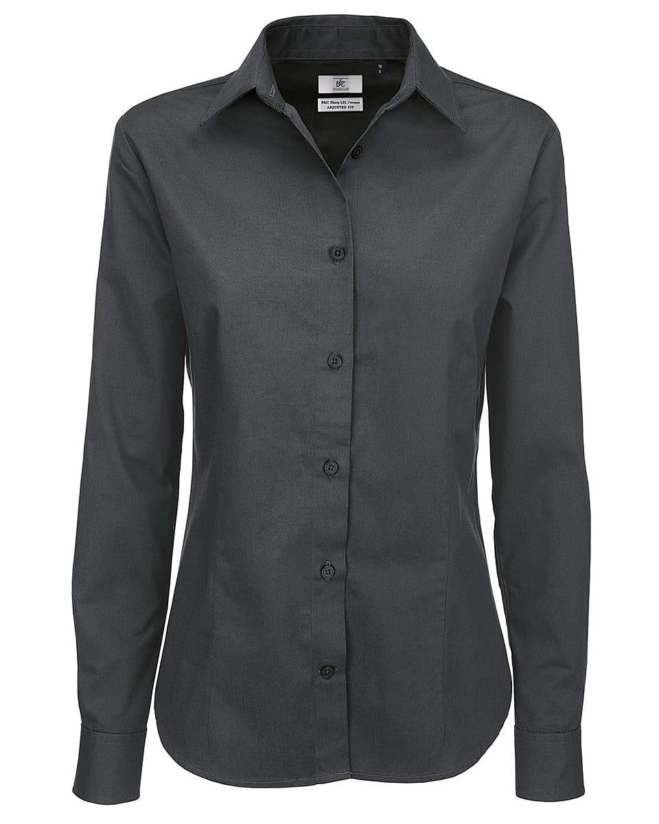 B&C Womens Sharp Twill Long-Sleeve Shirt in Dark Grey (Product Code: SWT83)