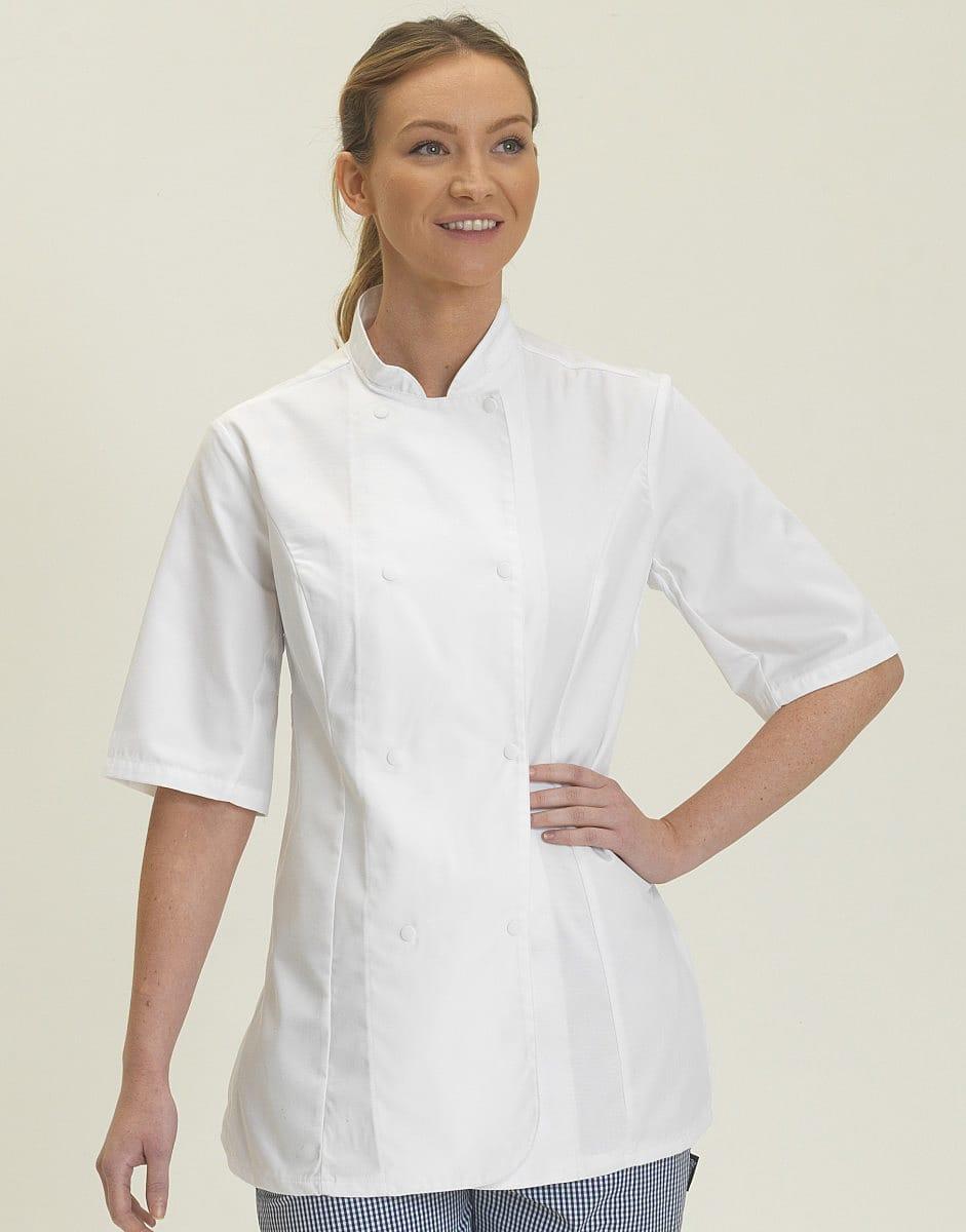 Dennys Womens Short-Sleeve Chefs Jacket in White (Product Code: DD33S)