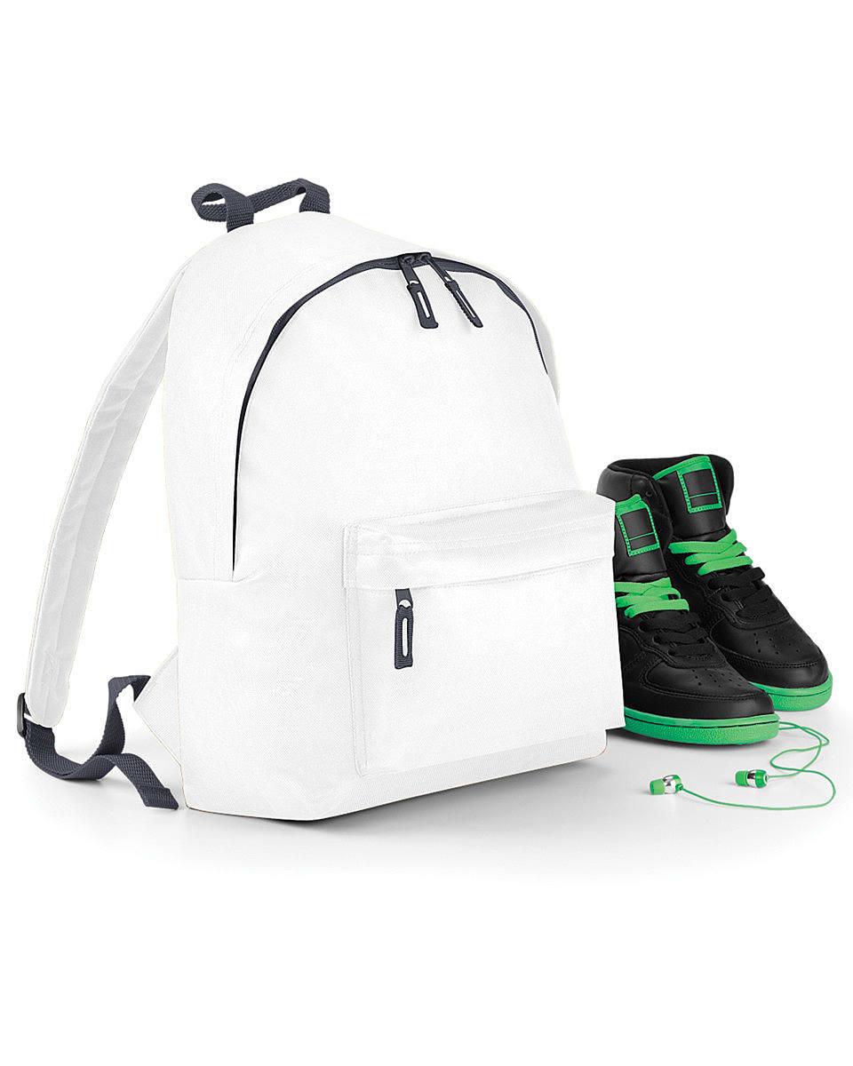 Bagbase Junior Fashion Backpack in White / Graphite (Product Code: BG125J)