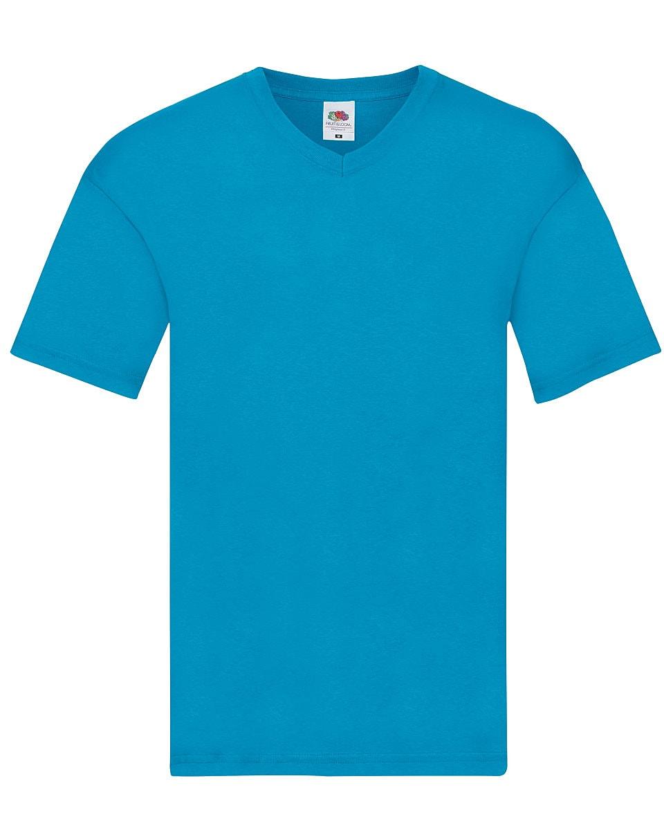 Fruit Of The Loom Mens Original V-Neck T-Shirt in Azure Blue (Product Code: 61426)