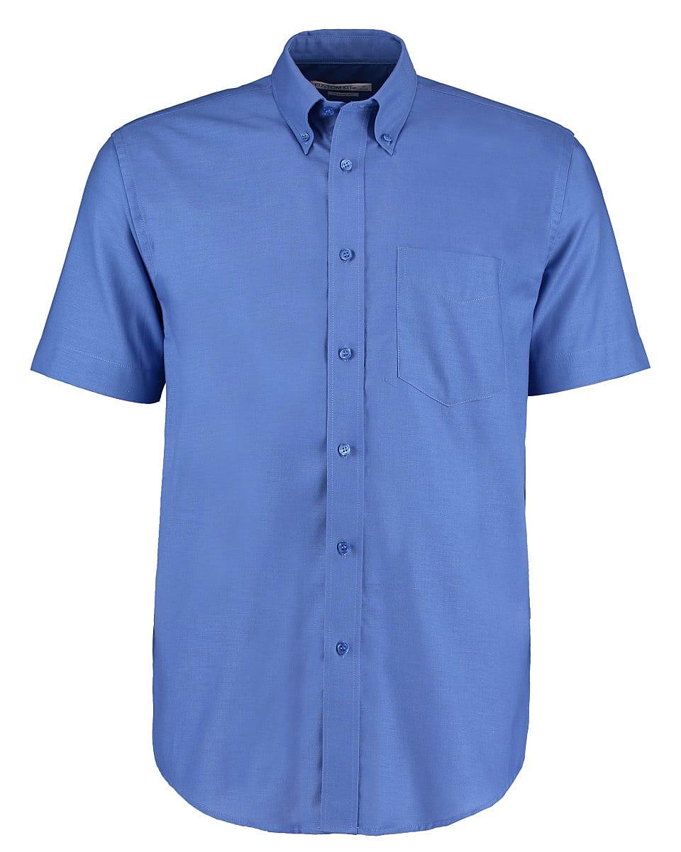 Kustom Kit Mens Workwear Oxford Short-Sleeve Shirt in Italian Blue (Product Code: KK350)