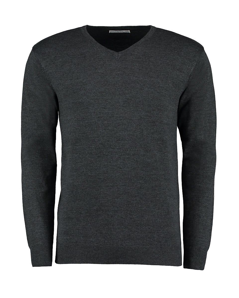 Kustom Kit Mens Arundel Long-Sleeve V-Neck Sweater in Graphite (Product Code: KK352)