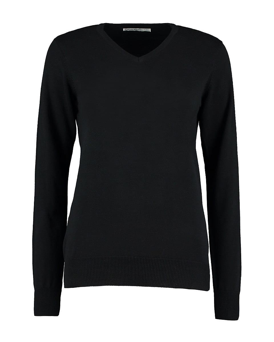 Kustom Kit Womens Arundel Long-Sleeve V-Neck Sweater in Black (Product Code: KK353)