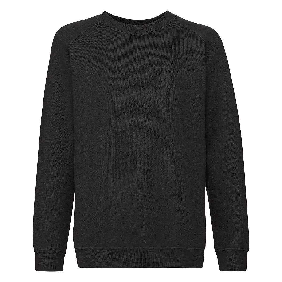 Fruit Of The Loom Childrens Premium Raglan Sleeve Sweatshirt in Black (Product Code: 62033)