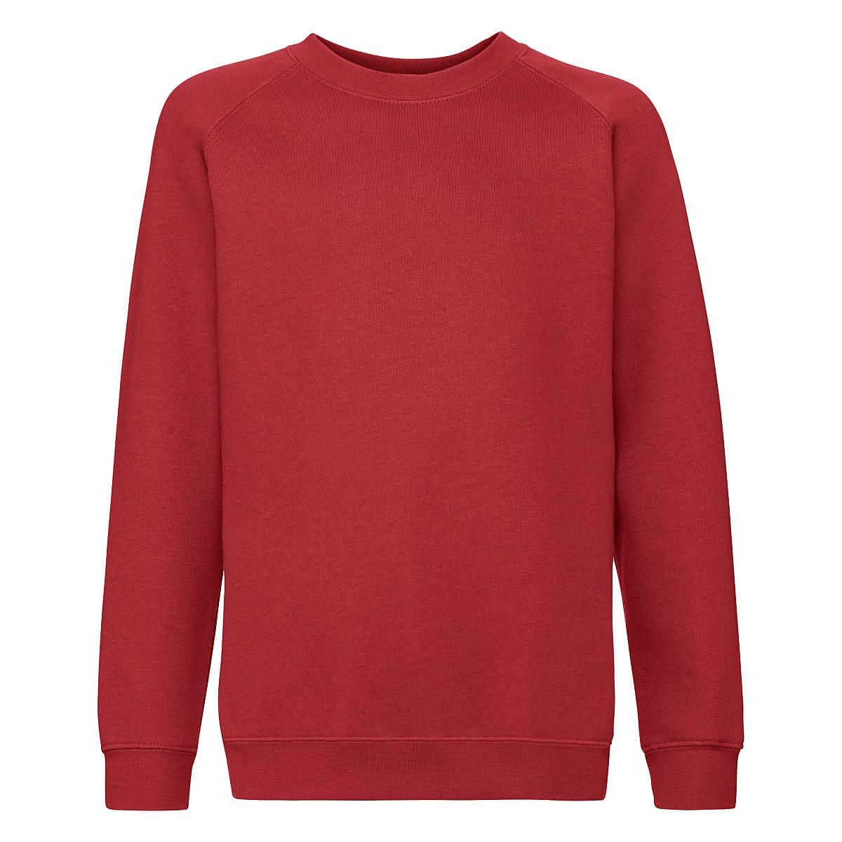 Fruit Of The Loom Childrens Premium Raglan Sleeve Sweatshirt in Red (Product Code: 62033)