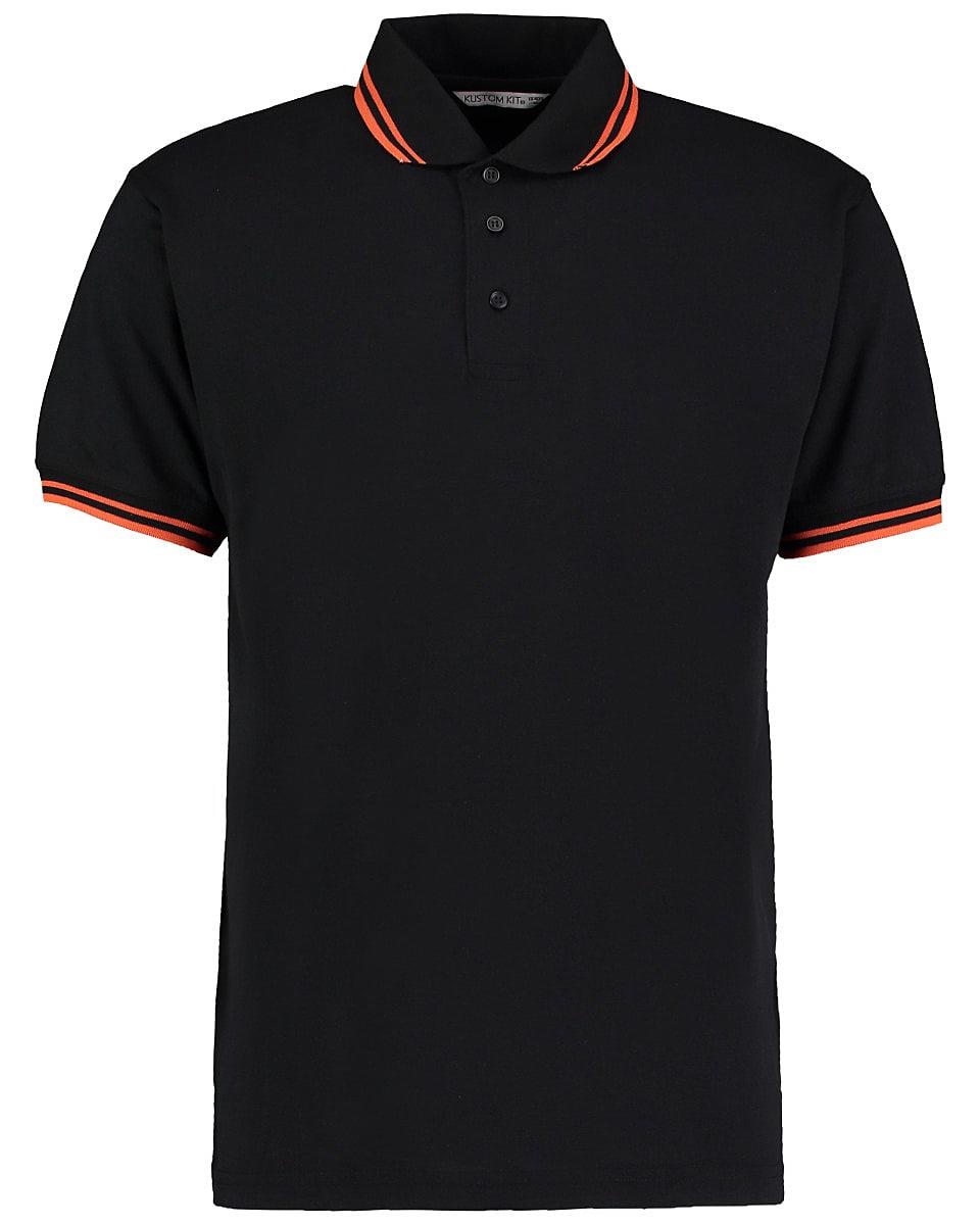Kustom Kit Mens Tipped Pique Polo Shirt in Black / Orange (Product Code: KK409)