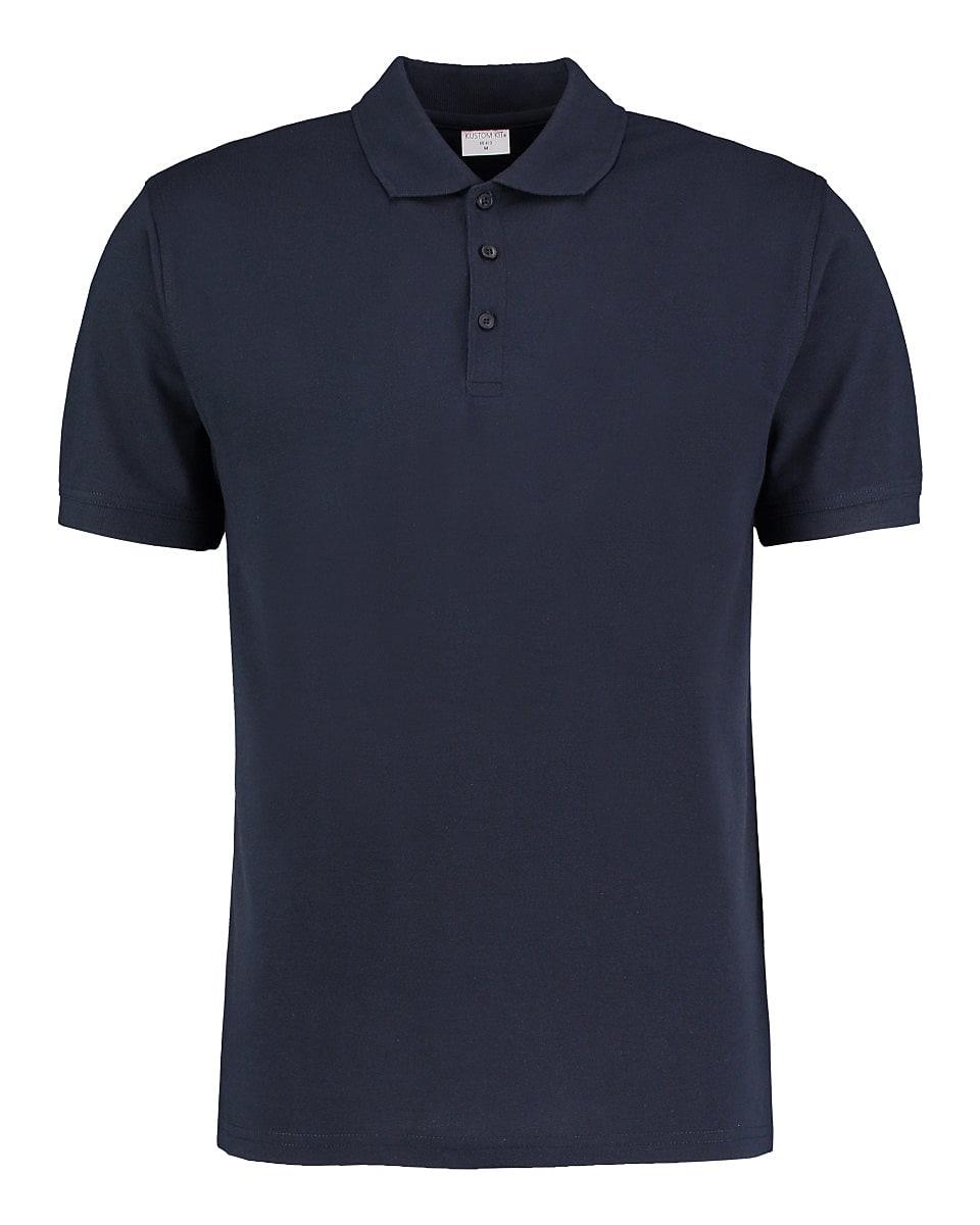 Kustom Kit Mens Slim Fit Short-Sleeve Polo Shirt in Navy Blue (Product Code: KK413)
