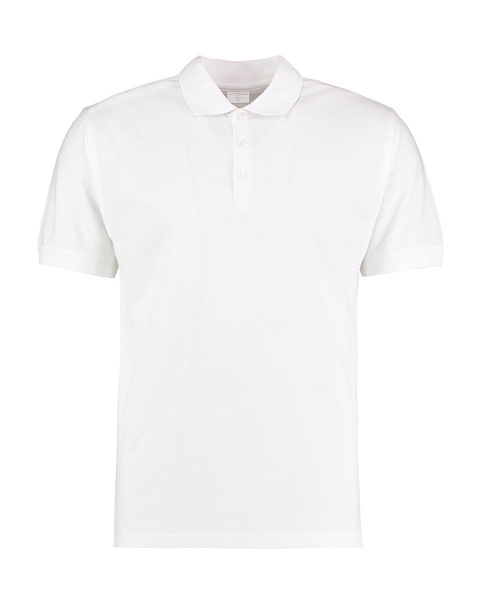 Kustom Kit Mens Slim Fit Short-Sleeve Polo Shirt in White (Product Code: KK413)
