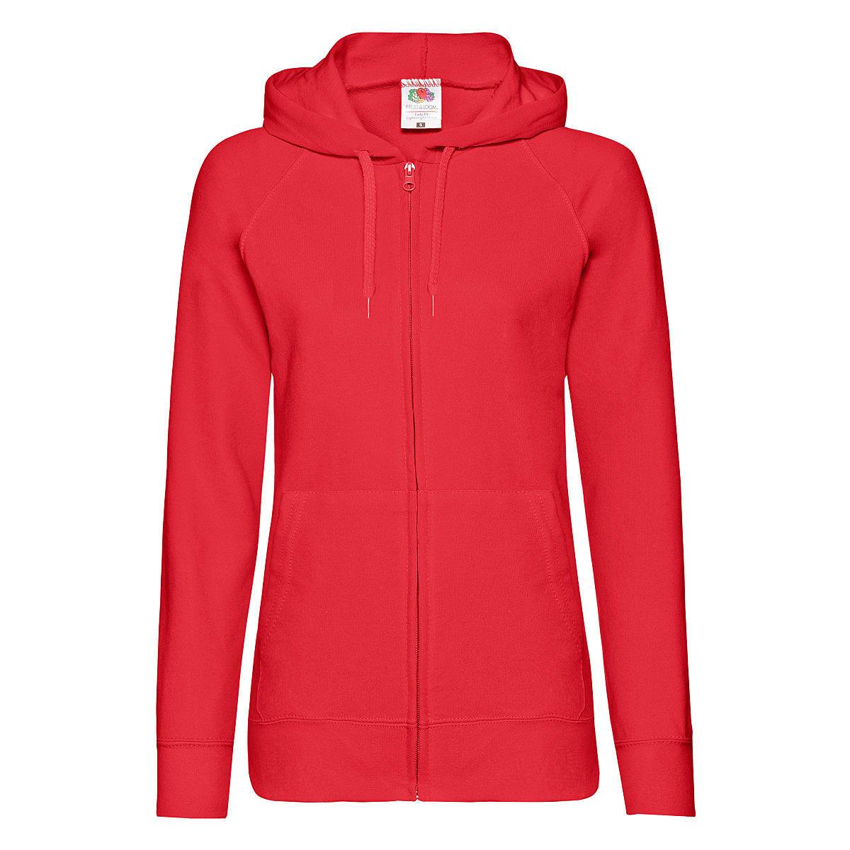 Fruit Of The Loom Lady-Fit Lightweight Full-Zip Hoodie in Red (Product Code: 62150)