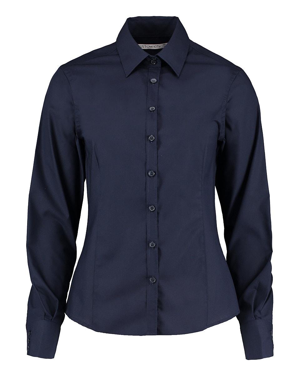 Kustom Kit Womens Long-Sleeve Business Shirt in Dark Navy (Product Code: KK743F)