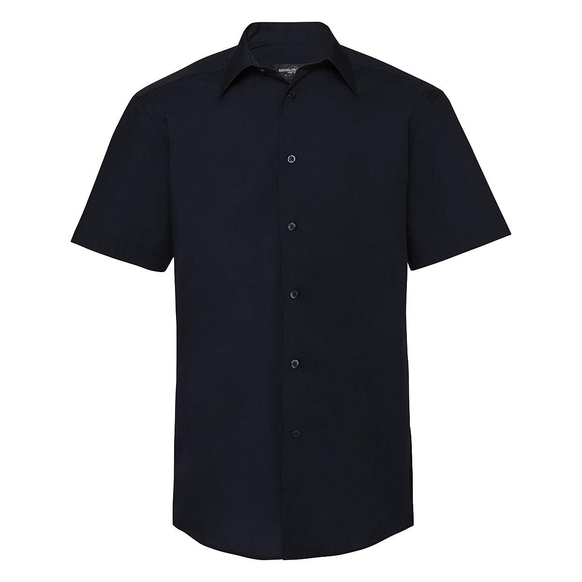 Russell Collection Mens Short-Sleeve Poly-Cotton Easy Care Tailored ...