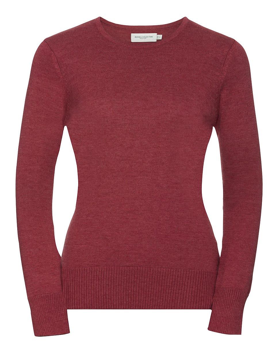 Russell Collection Womens Crew Pullover in Cranberry Marl (Product Code: R717F)