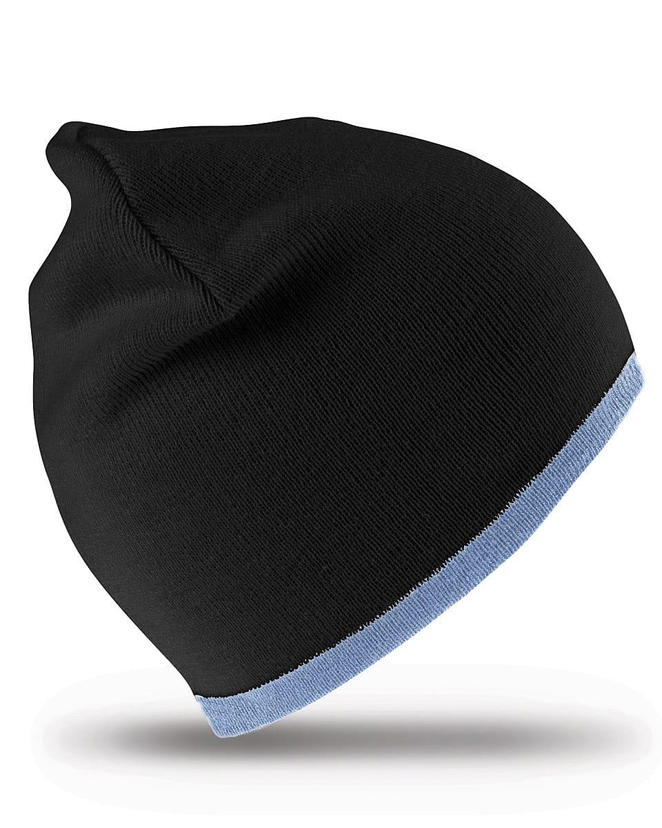 Result Winter Reversible Fashion Fit Hat in Black / Sky (Product Code: RC46)