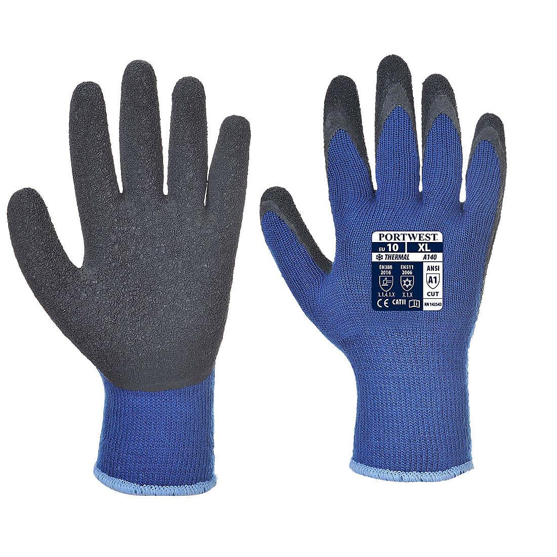 Portwest Thermal Grip Gloves - Latex in Blue / Black (Product Code: A140)