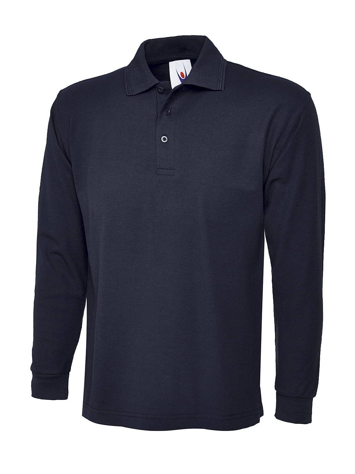 Uneek 220GSM Long-Sleeve Polo Shirt in Navy (Product Code: UC113)