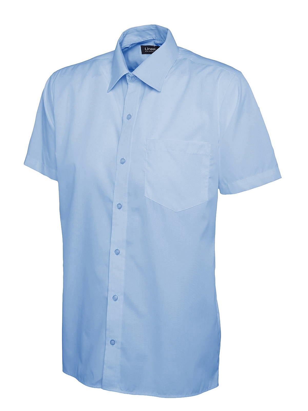 Uneek UC710 ? Mens Poplin Half Sleeve Shirt in Light Blue (Product Code: UC710)