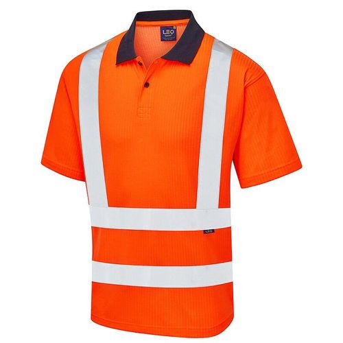 Leo Croyde ISO 20471 Class 2 Comfort EcoVizPB Polo Shirt Orange