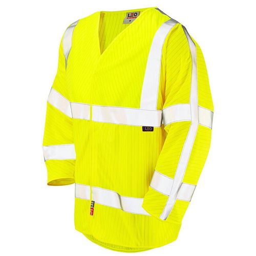 Leo Sticklepath ISO 20471 Class 3 LFS Anti-Static 3/4 Sleeve Waistcoat Yellow